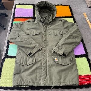 Carhartt WIP Hichman Parka Coat Jacket Chore lined Khaki Green XL